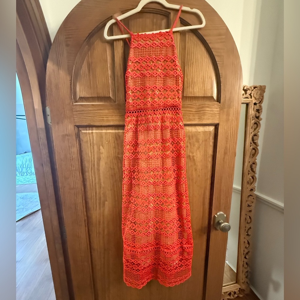 Adelyn Rae Vibrant Red Lace Dress